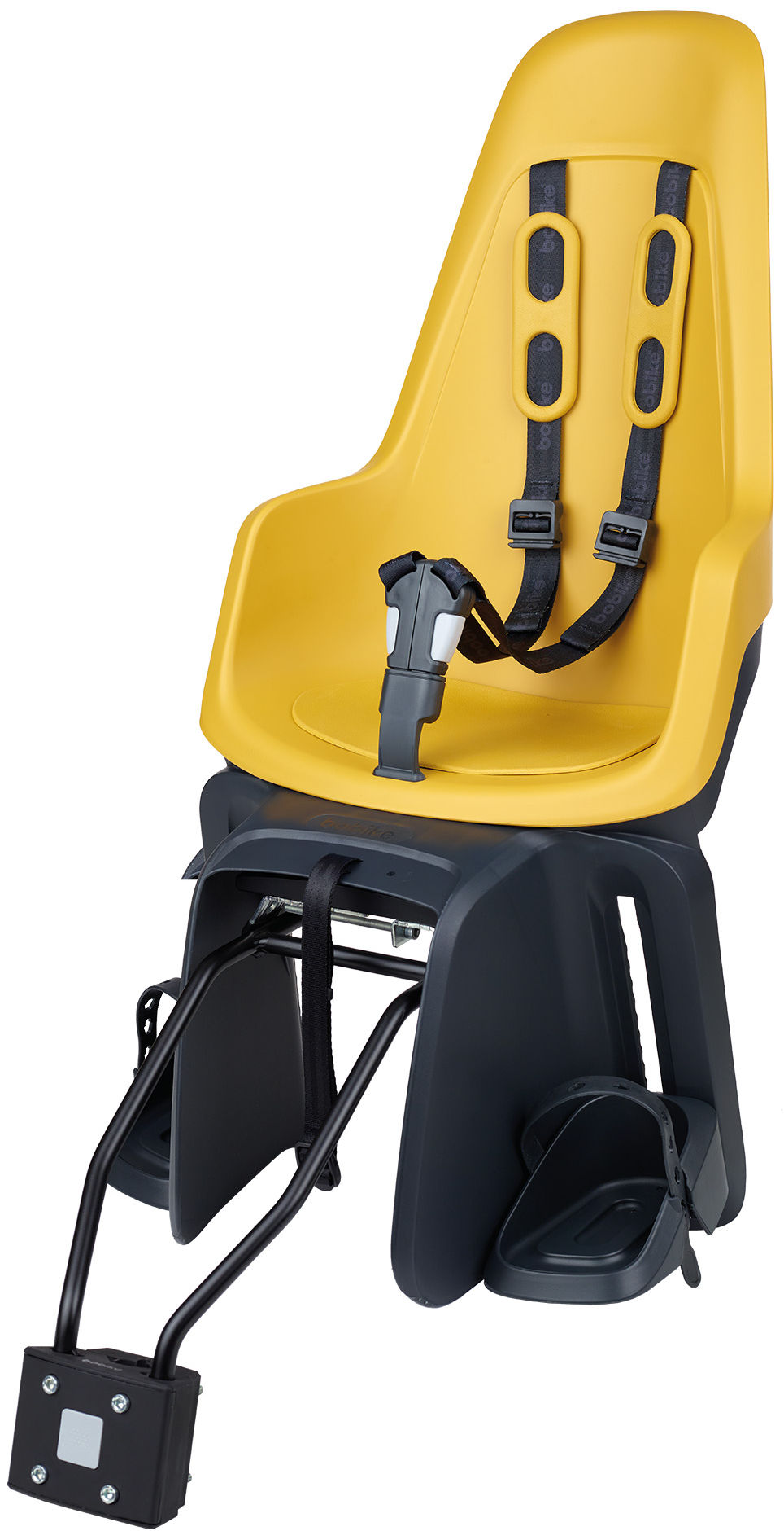 Kinderzitje achter Bobike One Maxi 1P met framebevestiging - machtige mosterd