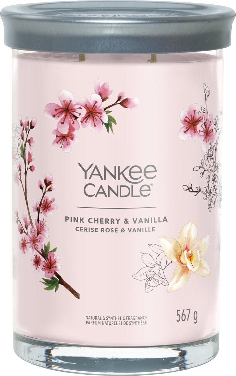 Yankee candle - pink cherry vanilla large tumbler geurkaars - 100 branduren - twee lonten