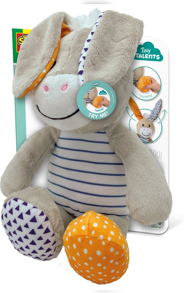 Ses creative - donkey - kiekeboe knuffel - knuffel ezel met flapperende oren - baby speelgoed - werkt zonder batterijen - stimuleert zintuigen - speelgoed 1 jaar