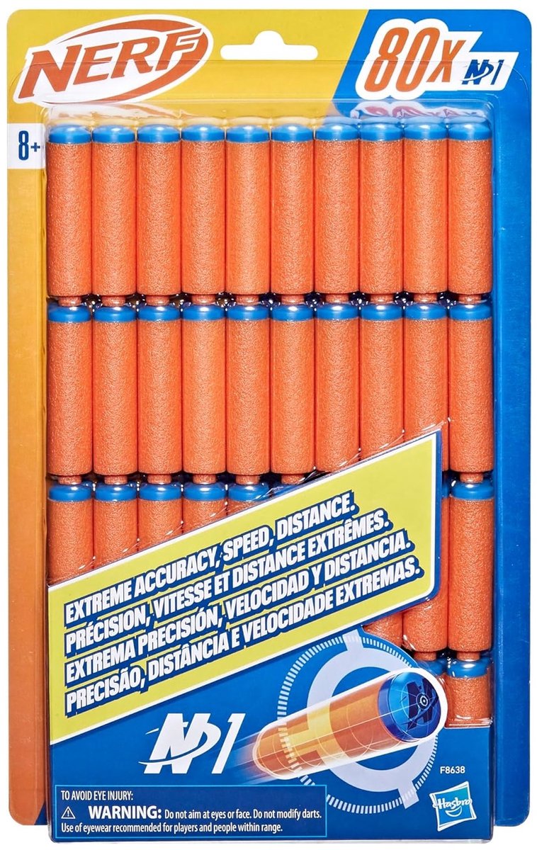Nerf n series n1-darts, 80 darts, alleen te gebruiken met -blasters uit de n-serie, buitenspellen