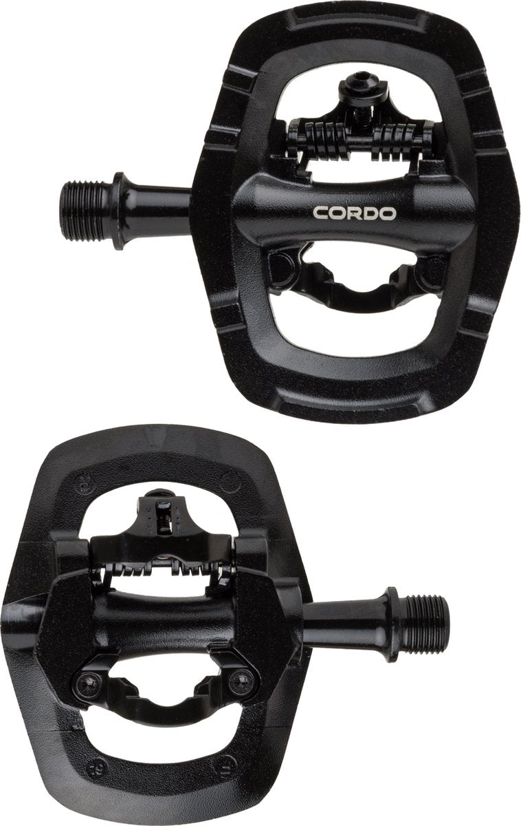 Cordo double - mtb pedalen - spd klikpedalen - multifunctionele platformpedalen - zwart