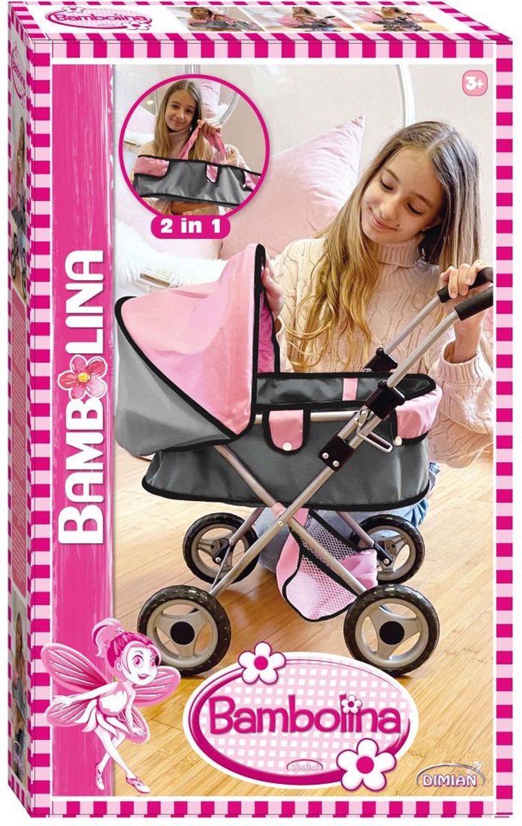 Dimian kinderwagen met luifel bambolina - lxhxb 57cm x54 cm x 35 cm.