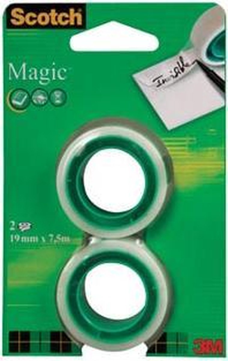 Scotch® scotch plakband magic tape formaat 19 mm x 7.5 m blister met 2 rolletjes