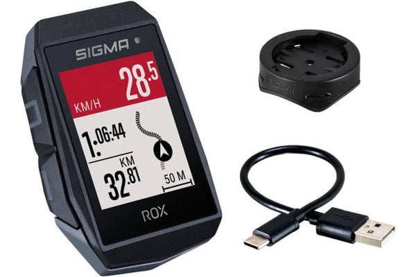 Sigma ROX 11.1 EVO GPS Black stuurhouder USB-C oplaadkabel
