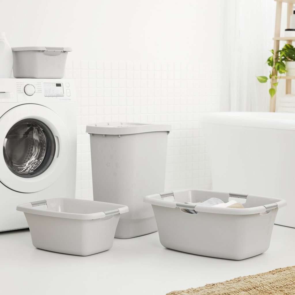 Rotho wasmand 25 liter bloemen grijs