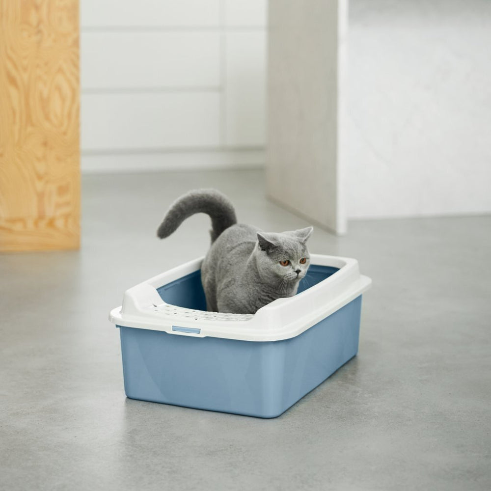 Rotho eco bonnie kattenbak met boveningang m blauw zand