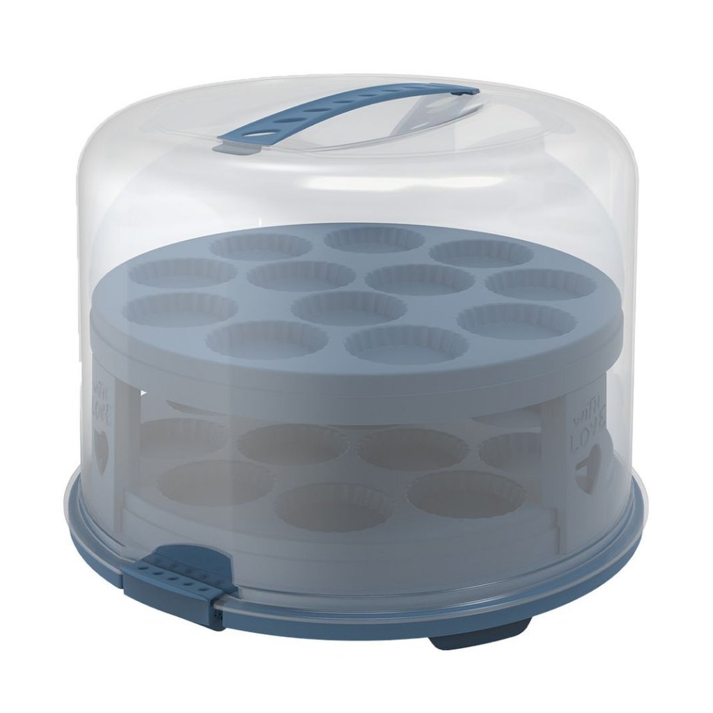 Rotho fresh taartdoos xl + cupcake-houders 35,5x34,5x26 cm horizon blauw transparant