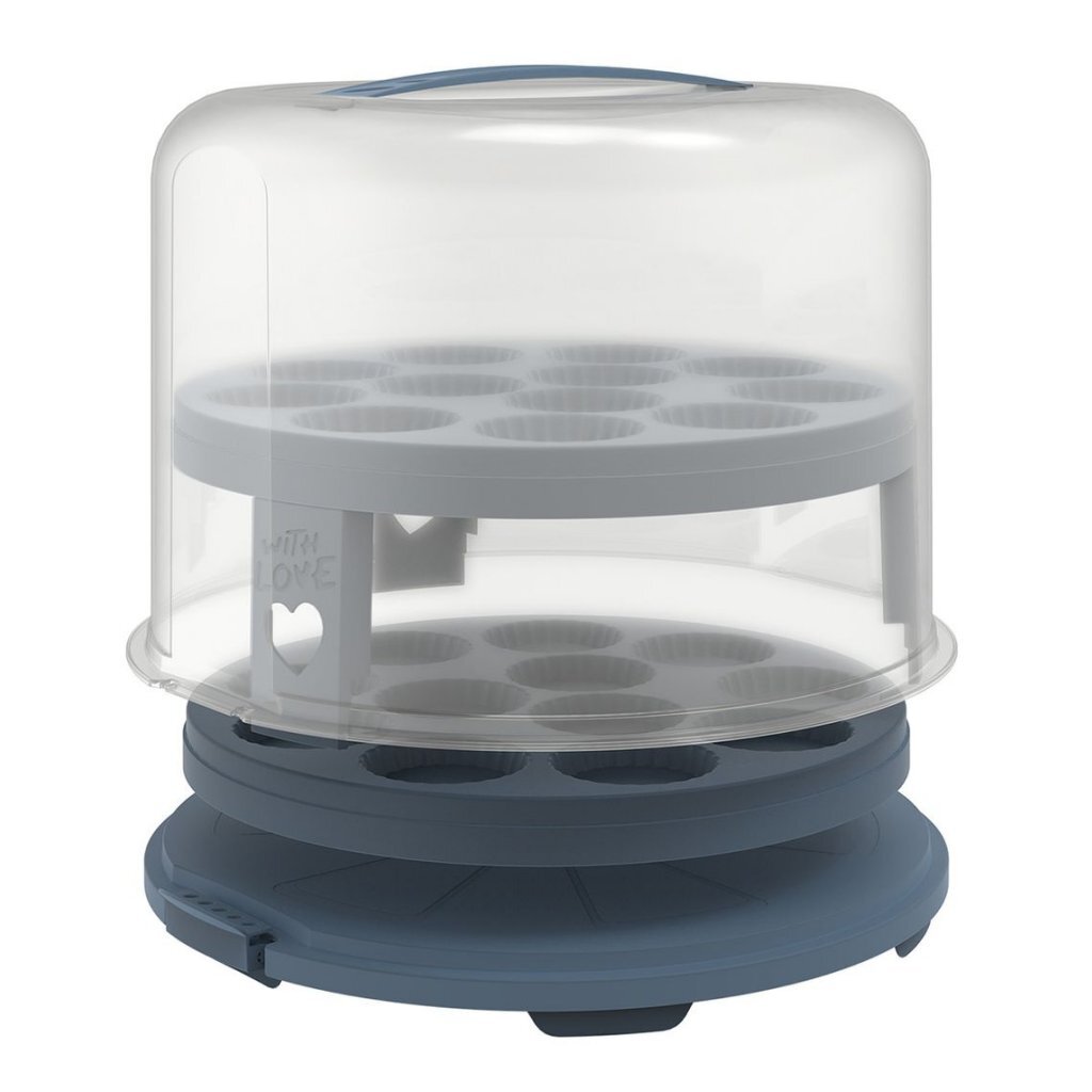 Rotho fresh taartdoos xl + cupcake-houders 35,5x34,5x26 cm horizon blauw transparant
