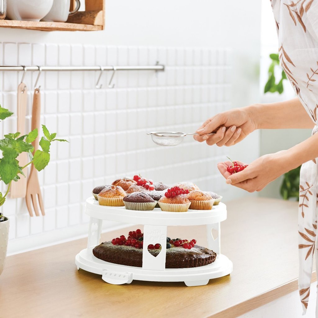 Rotho fresh taartdoos xl + cupcake-houders 35,5x34,5x26 cm wit transparant