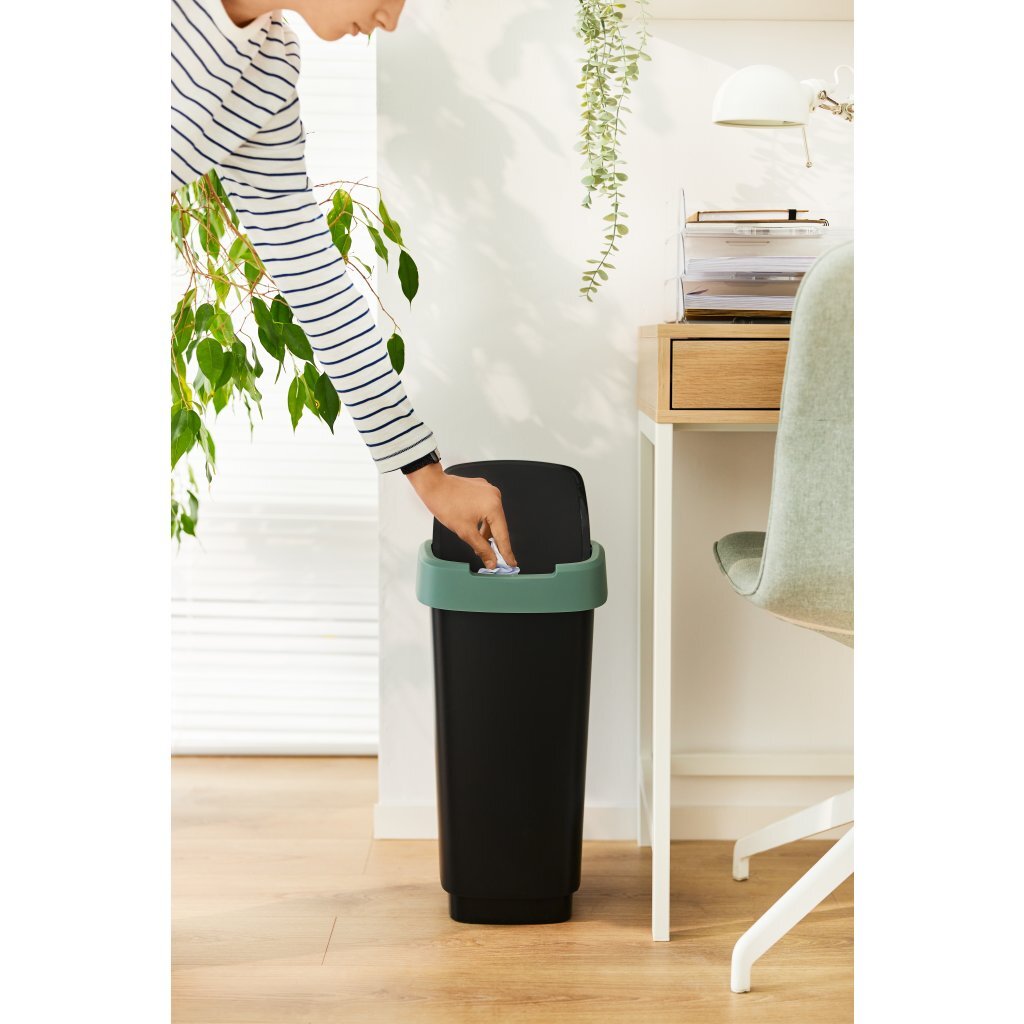 Rotho twist afvalbak 50l maretak groen antraciet