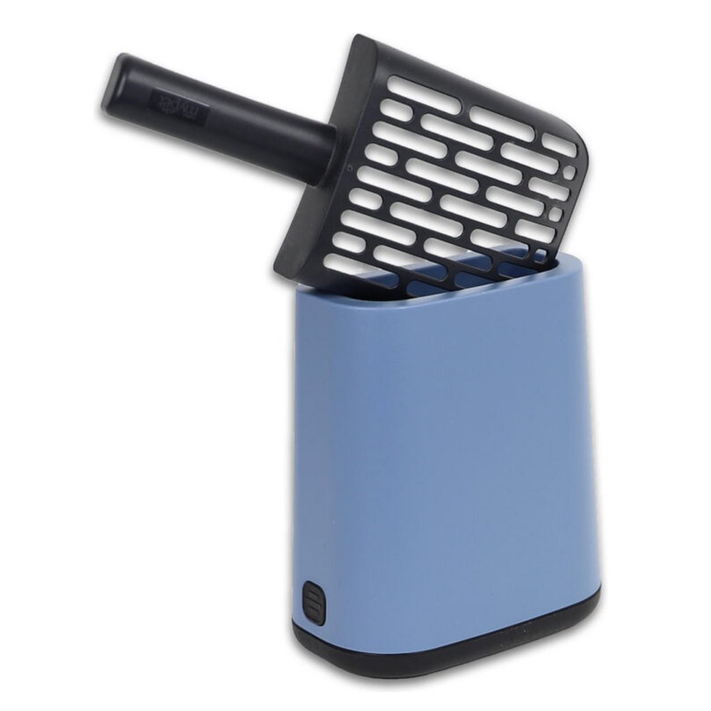 Rotho biala kattenbakschep + zakjes en houders horizon blauw