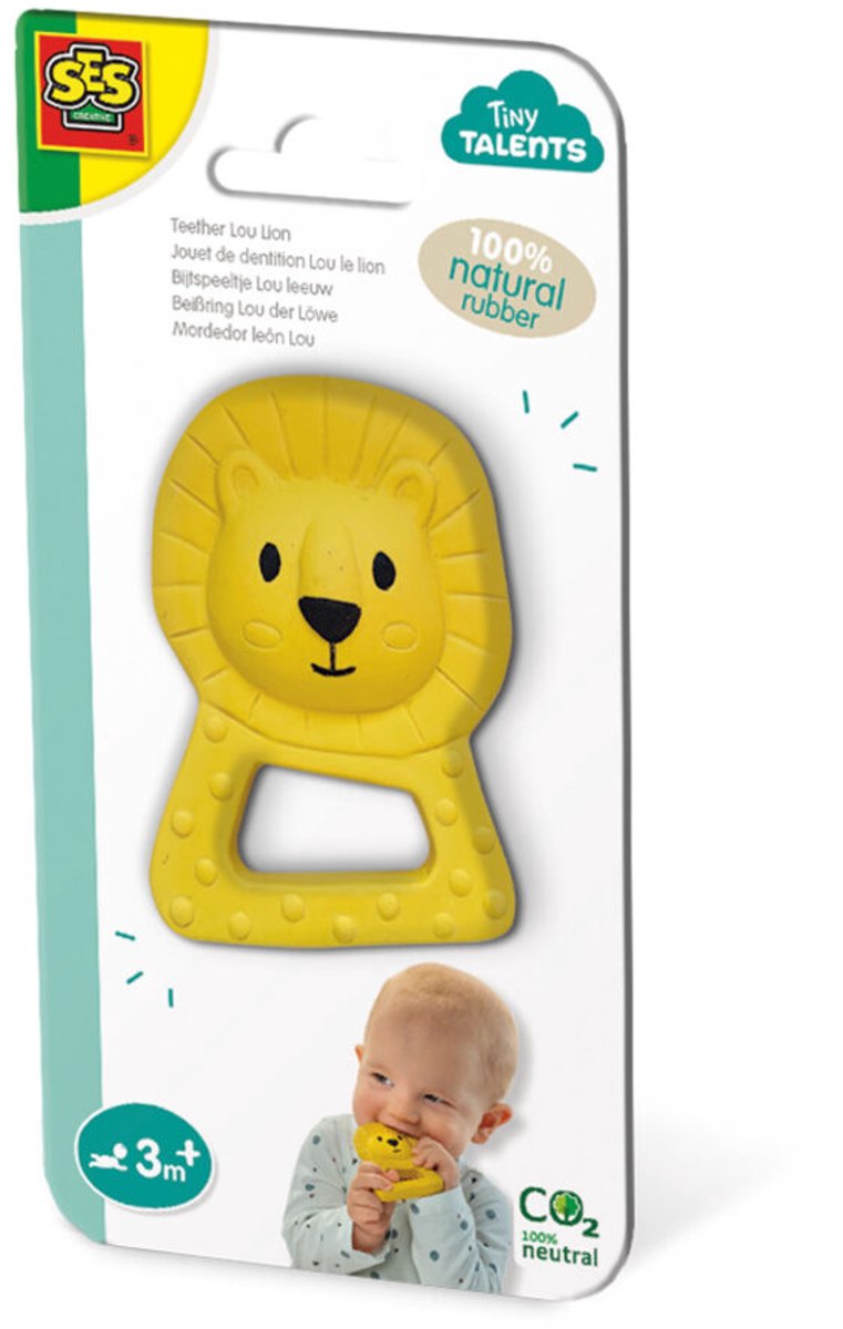 Ses creative tiny talents teething toy lou the lion - 100% natural rubber