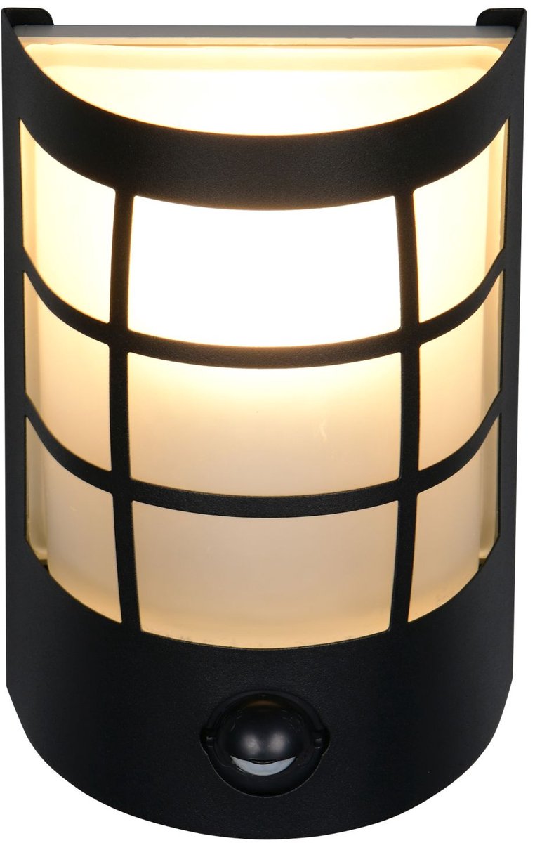 Rl live your light reality sintra - wandlamp - zwart mat - excl. 1x e27 4,9 w - bewegingssensor - wandmontage - buitenverlichting - ip44