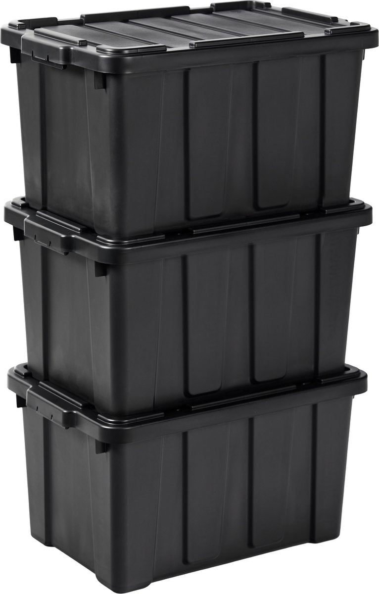 Iris powerbox robuust opbergbox - 50l - 100% recycled kunststof - zwart - set van 3