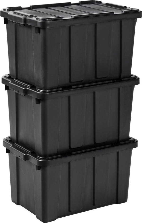 Iris powerbox robuust opbergbox - 50l - 100% recycled kunststof - zwart - set van 3