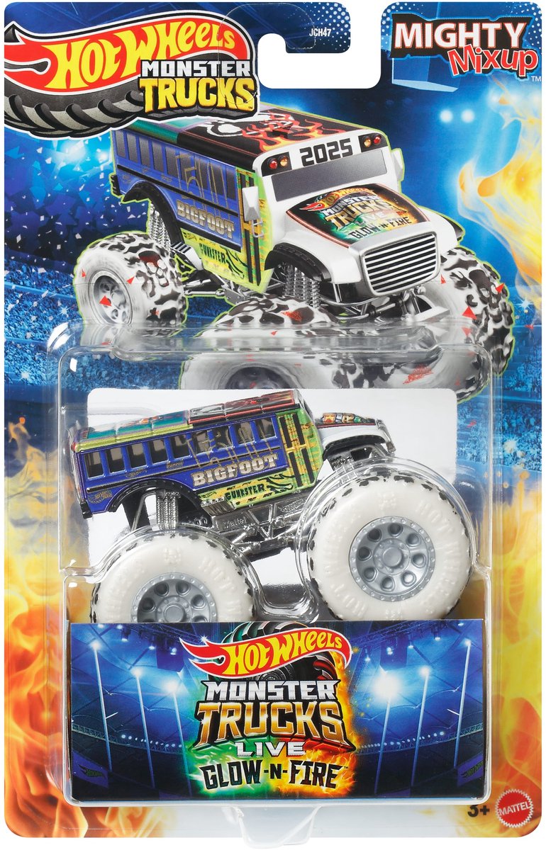 Hot wheels monster trucks jch47, monstertruck, 3 jaar, kunststof, metaal, meerkleurig