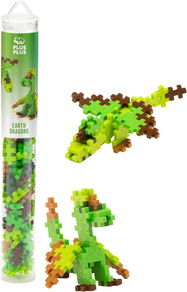 Plus-plus earth dragons draken – 100 delige bouwset – 4376 – bouwspeelgoed – constructiespeelgoed – set met bouwstenen – vanaf 5 jaar