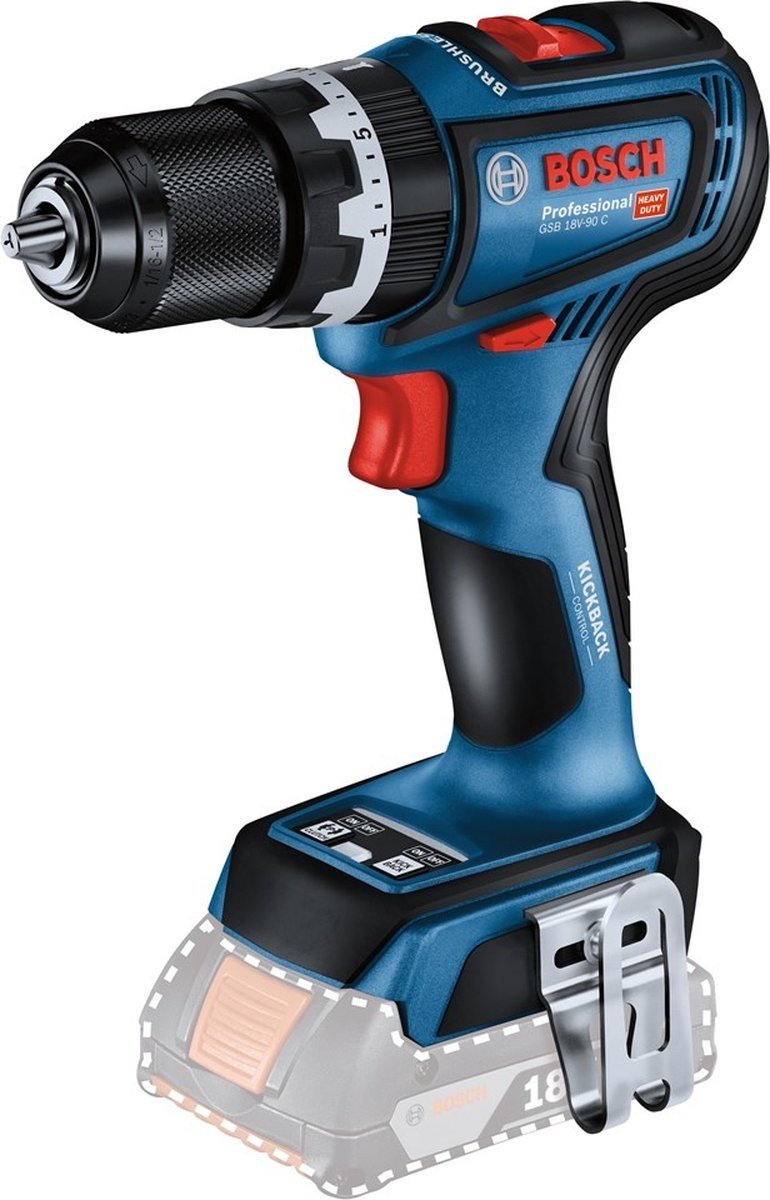 Bosch professional gsb 18v-90 c accu klop- schroefboormachine 18v basic body in l-boxx - 06019k6102