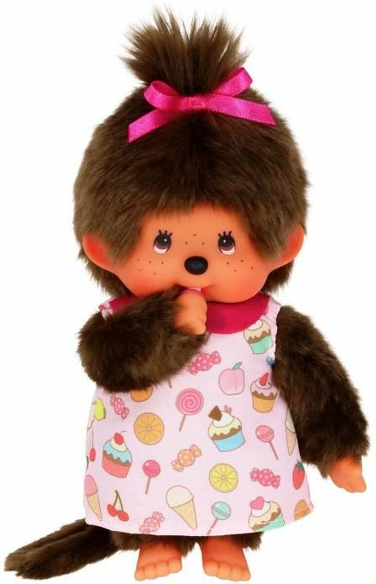Bandai - monchhichi - monchhichi pop candy pluche - iconische 80s aap pluche - 20 cm zachte pluche voor kinderen en volwassenen - speelgoed kinderen 2+ - se233861