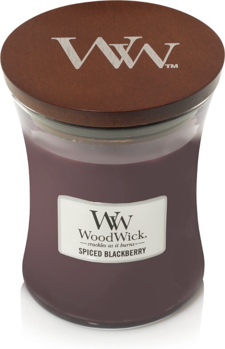 Woodwick hourglass medium geurkaars - spiced blackberry - 60 branduren