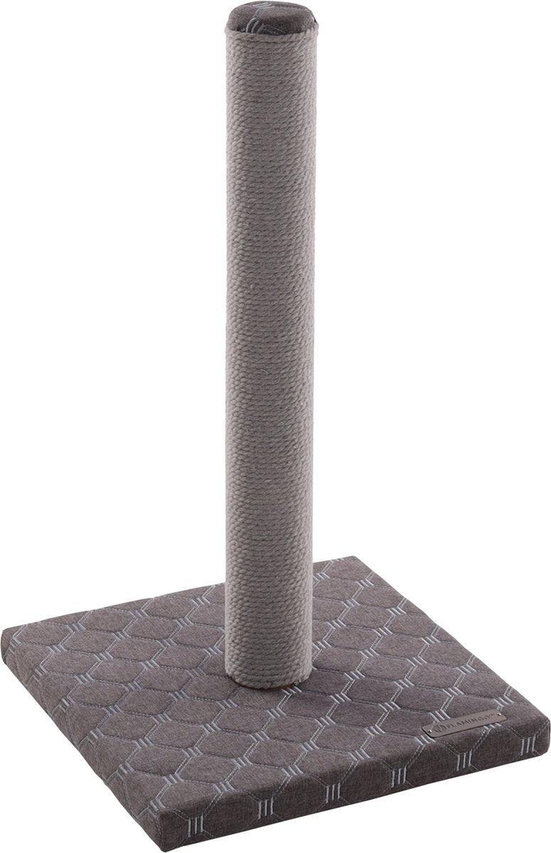 Flamingo krabpaal – emma grijs – 34,5 × 34,5 × 60,5 cm – katoenen krabtouw – met gewatteerde bodemplaat – voor katten