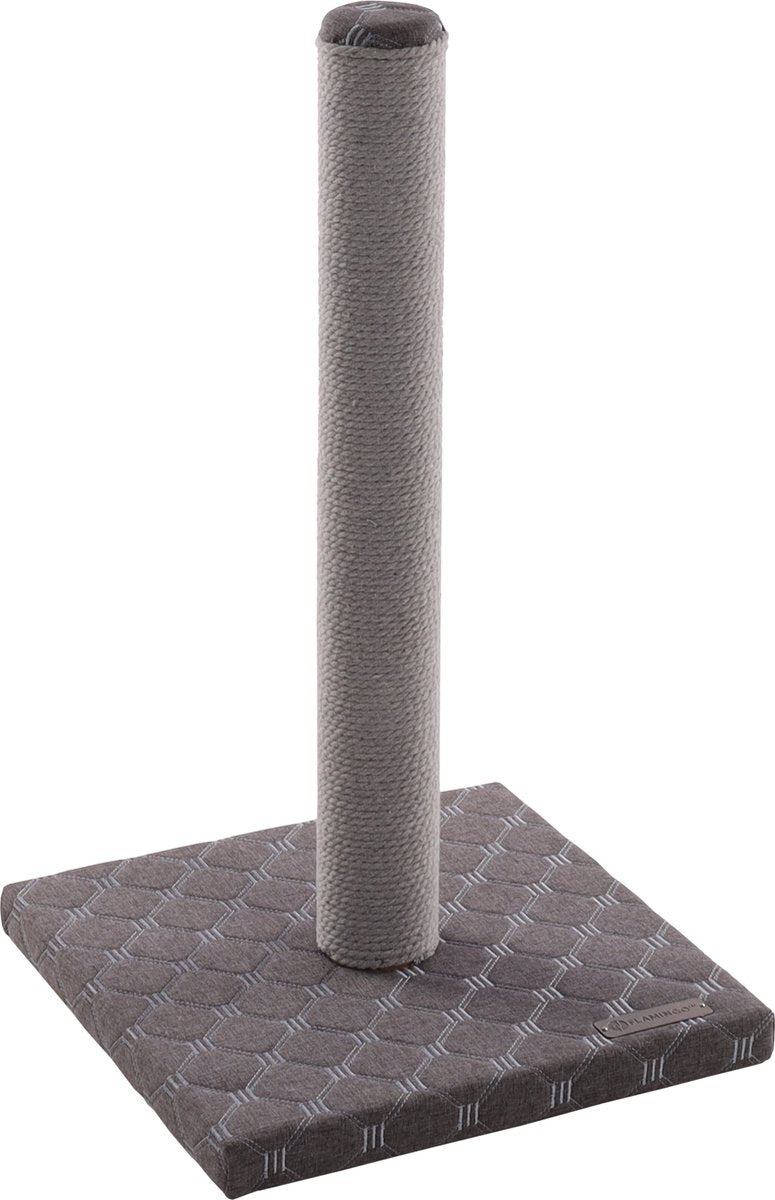Flamingo krabpaal – emma grijs – 34,5 × 34,5 × 60,5 cm – katoenen krabtouw – met gewatteerde bodemplaat – voor katten