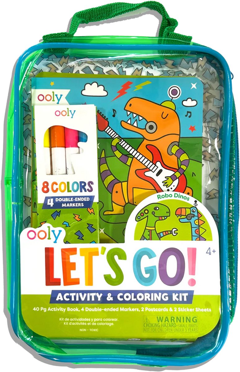 Ooly - let's go! activity coloring kit - robo dinos