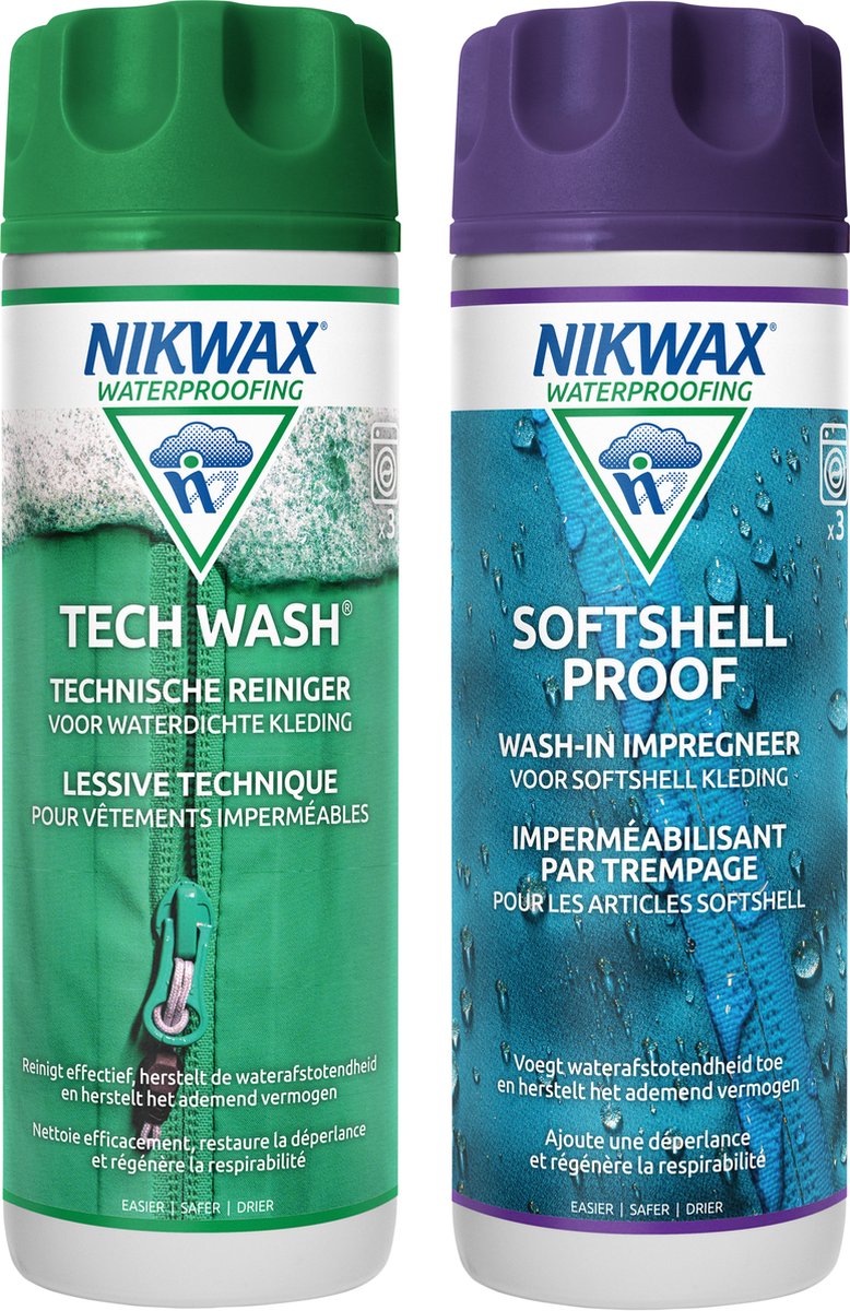 Nikwax tech wash softshell proof, reiniging en impregneer voor softshell 300ml