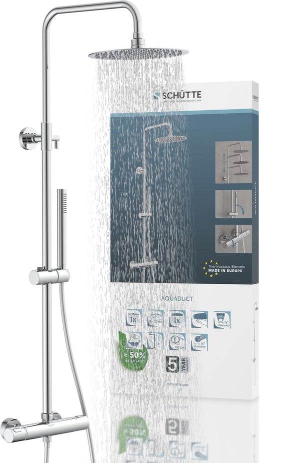 Schütte aquaduct hoofddouche set - met thermostatische mengkraan - chroom