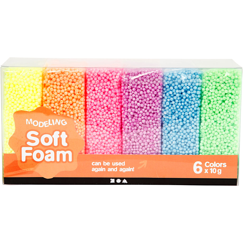 Soft Foam Clay Neonkleuren, 6x10gr.