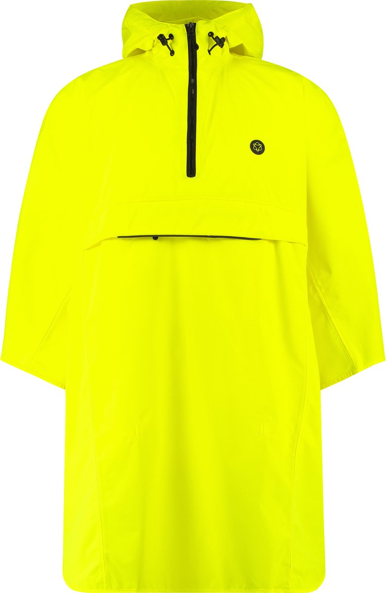 Agu go grant - regenponcho - fietsponcho - poray 5000 - winddicht en waterdicht - verstelbare capuchon - reflecterende details - unisex - geel - 100% gerecycled polyester