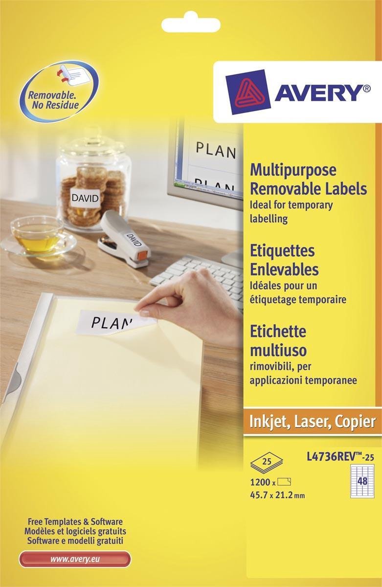 Avery l4736rev-25 printeretiket