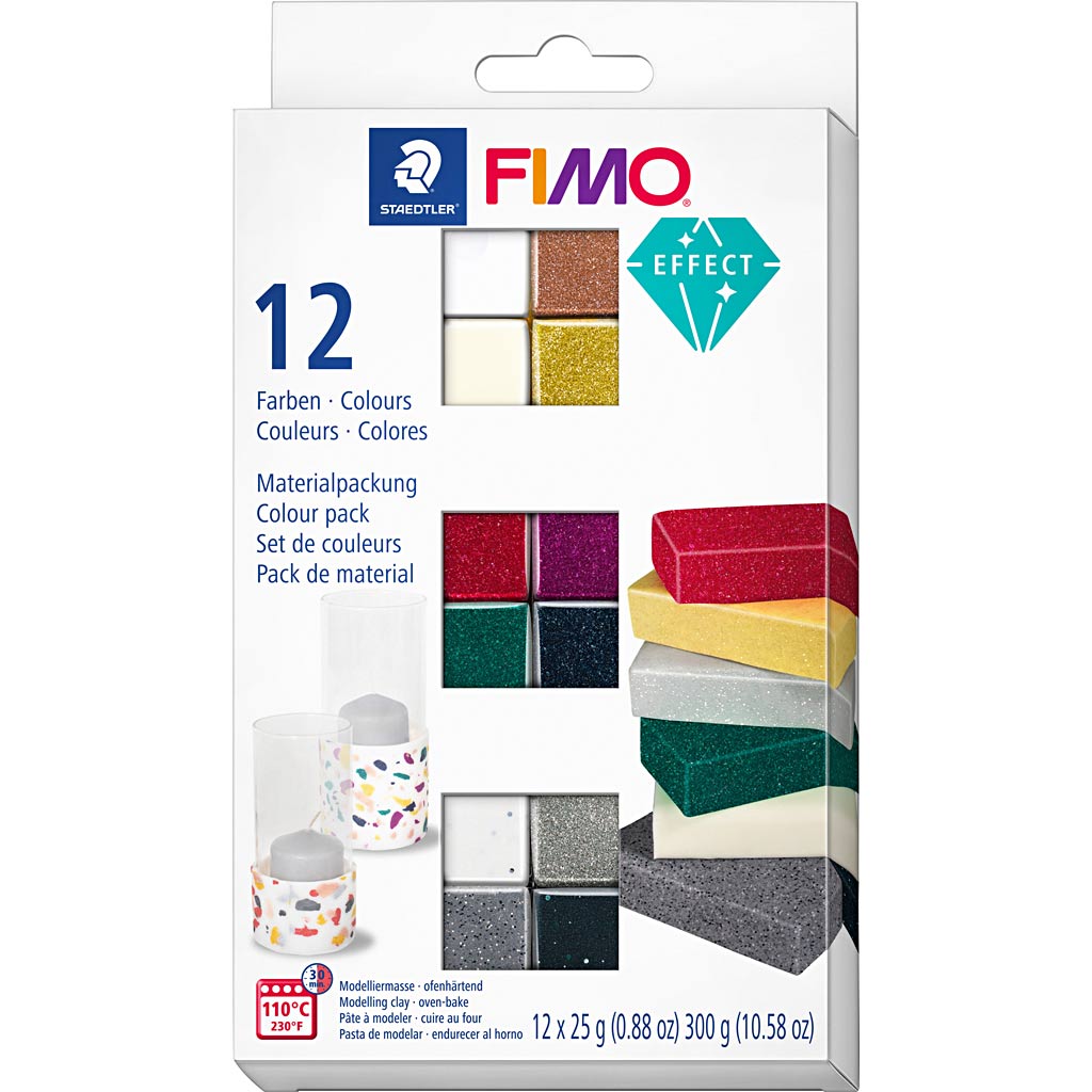 Fimo® effect, diverse kleuren, 12x25 gr 1 doos