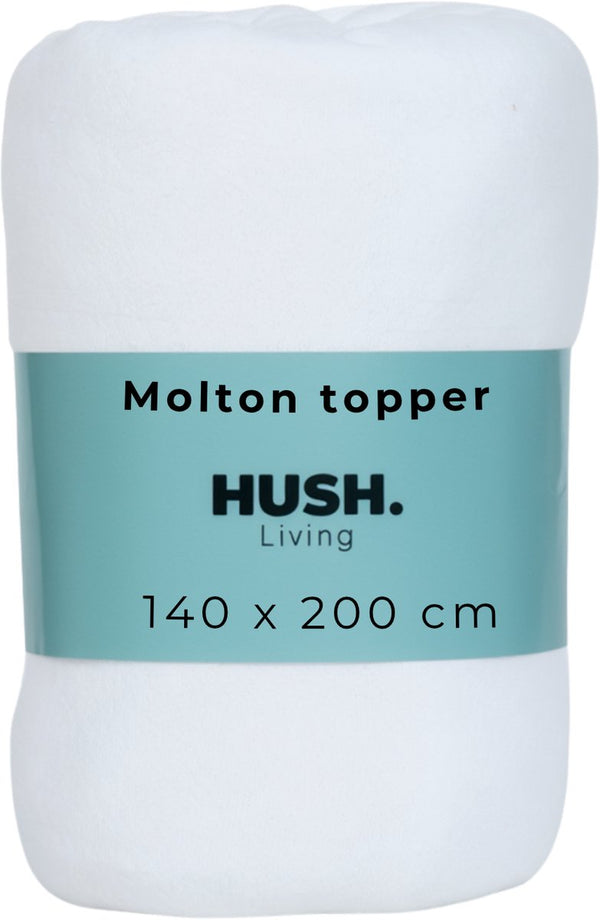 Hush. living hush living - molton topperbeschermer - 80% katoen 20% polyester - uitstekende vochtopname - vormvast - comfort en duurzame bescherming - 140x200x15cm