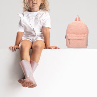 Vadobag rugzak is zacht en lief teddy roze