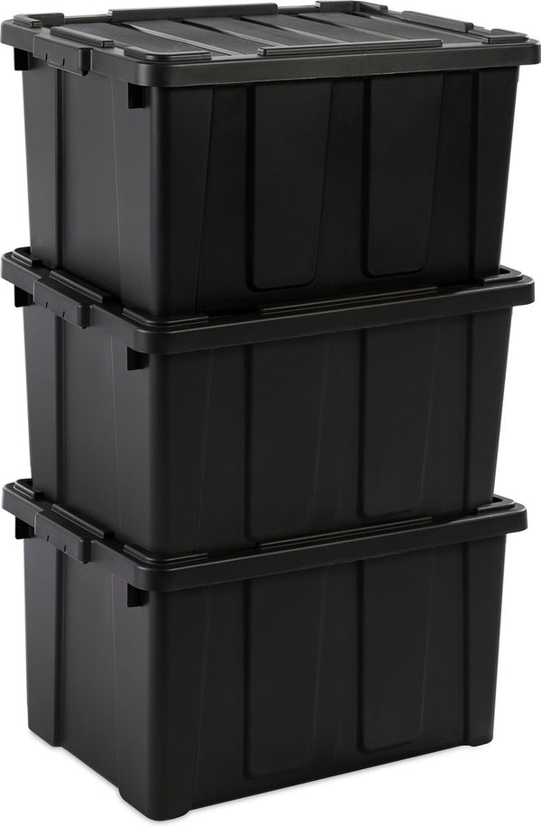 Iris powerbox robuust opbergbox - 68l - 100% recycled kunststof - zwart - set van 3
