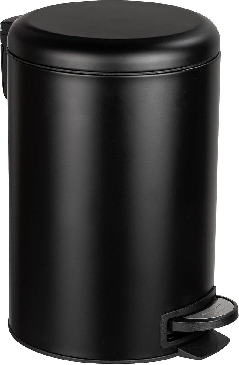Wenko pedaalemmer leman easy-close 12 liter mat zwart - easy close deksel - afvalemmer - prullenbak - afvalbak - vuilbak - vuilnisbak