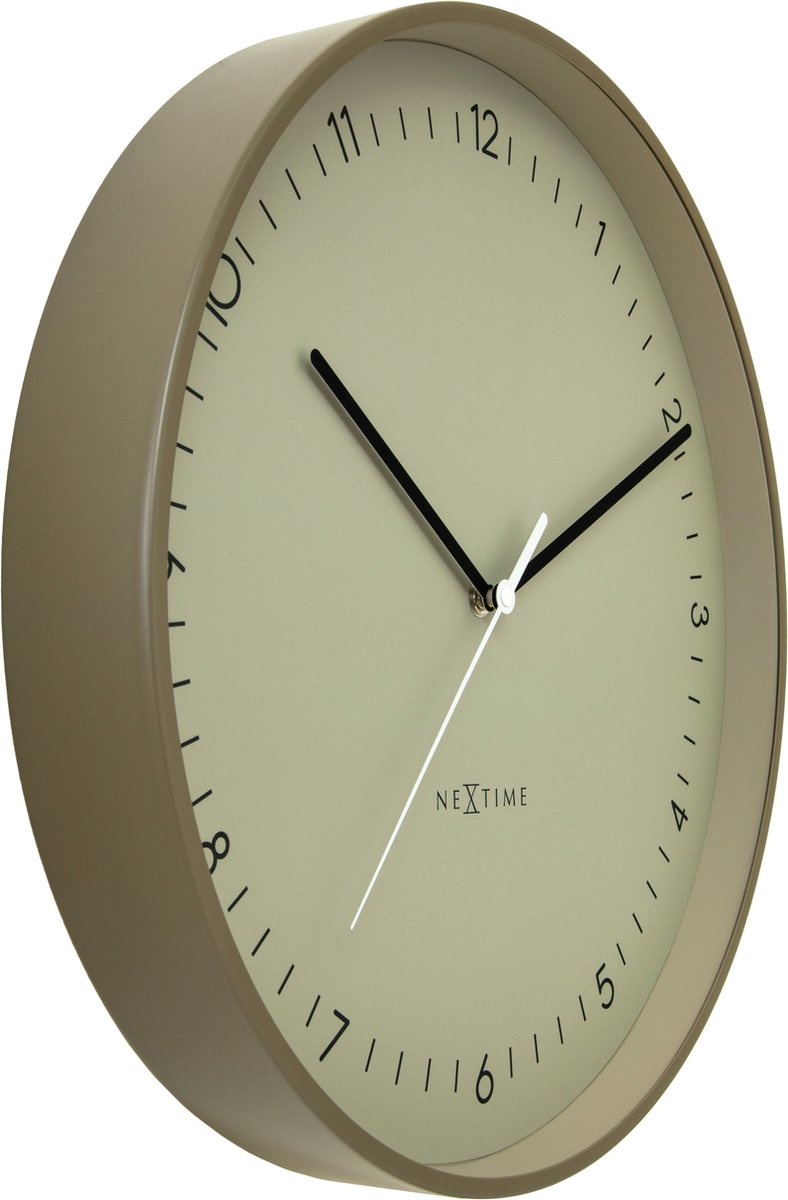 Nextime berlin l – wandklok – 40 cm – metaal – khaki – stil