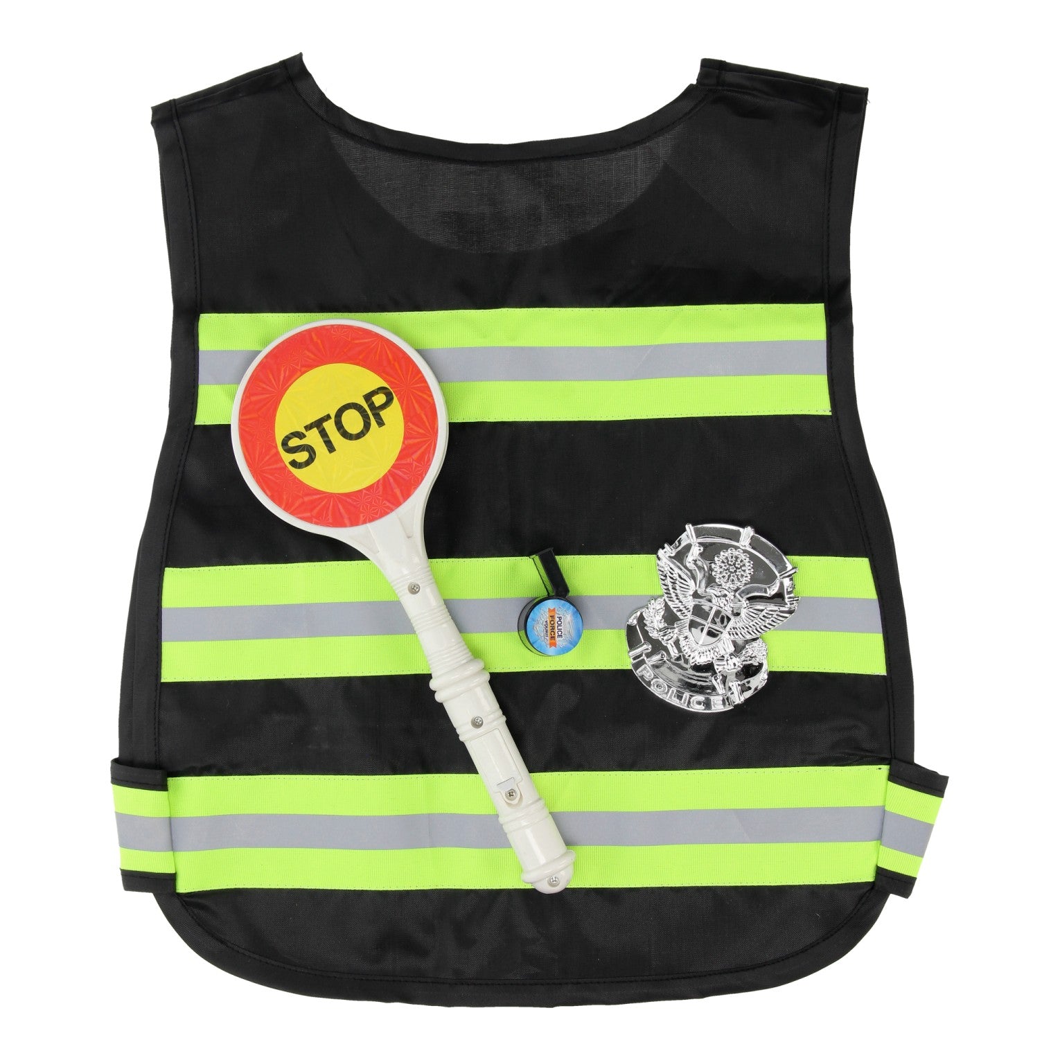 Politieset met stopbord fluit, 3dlg.