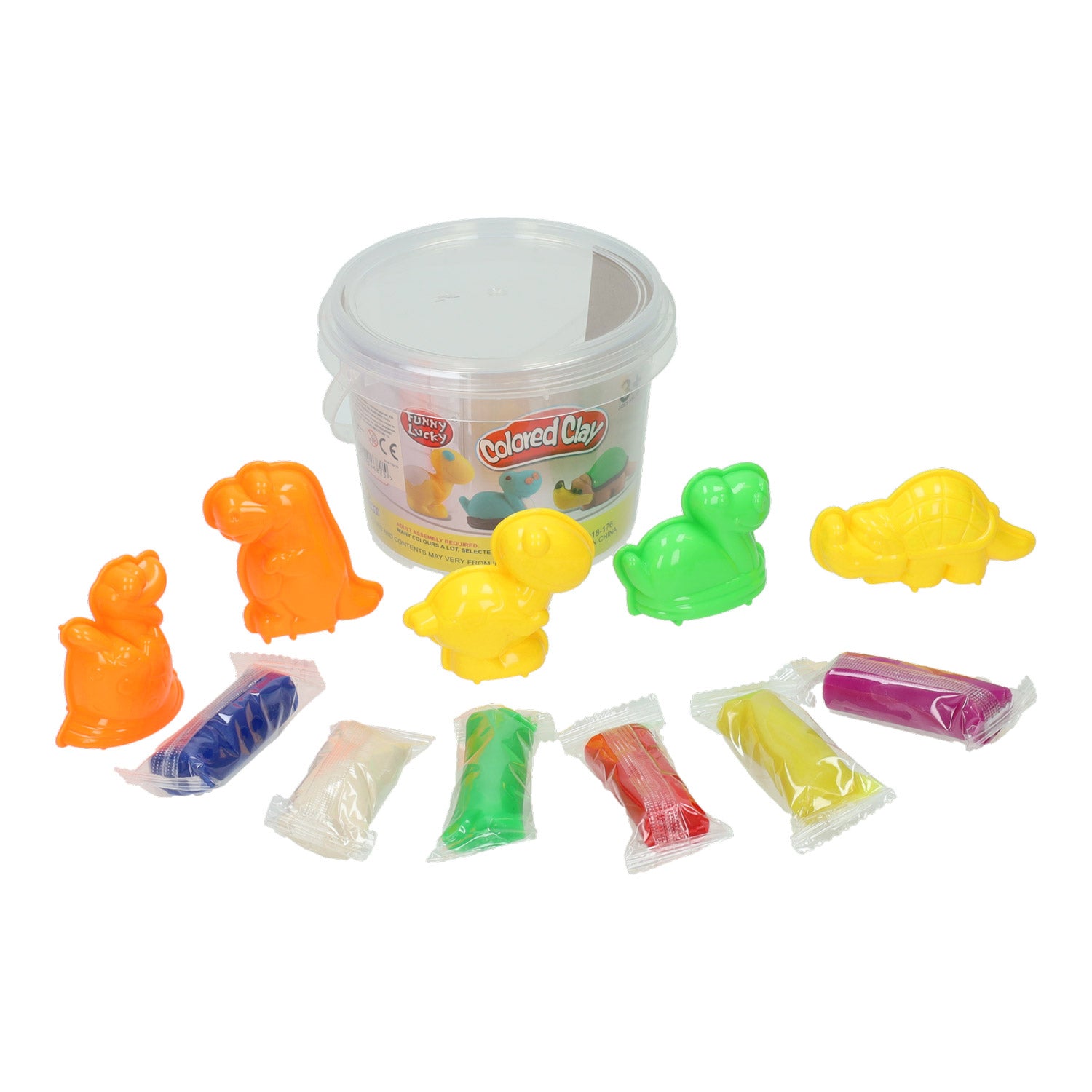Lobbes kleiset in opbergbox dino vormen - 6 kleuren klei