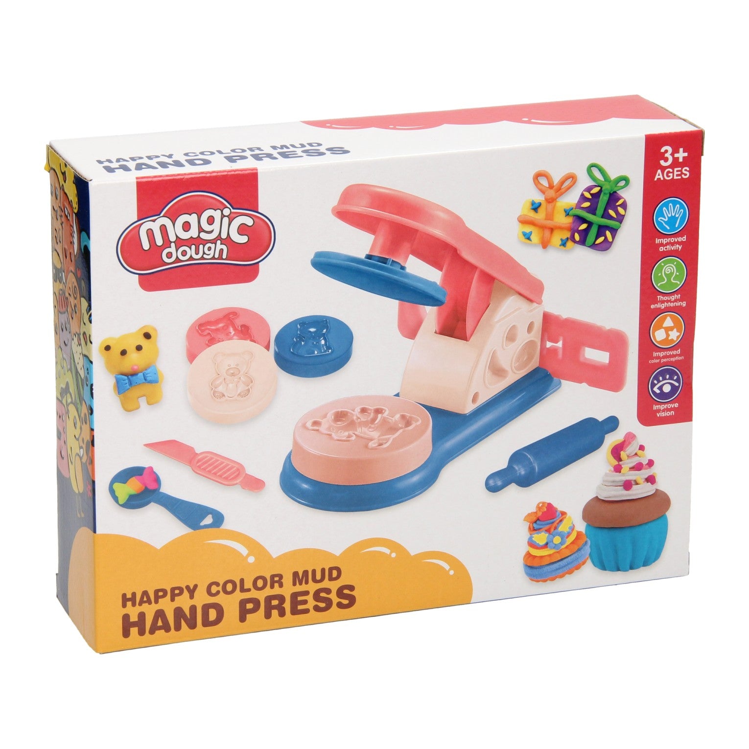 Kleiset met klei pers - 4 kleuren klei