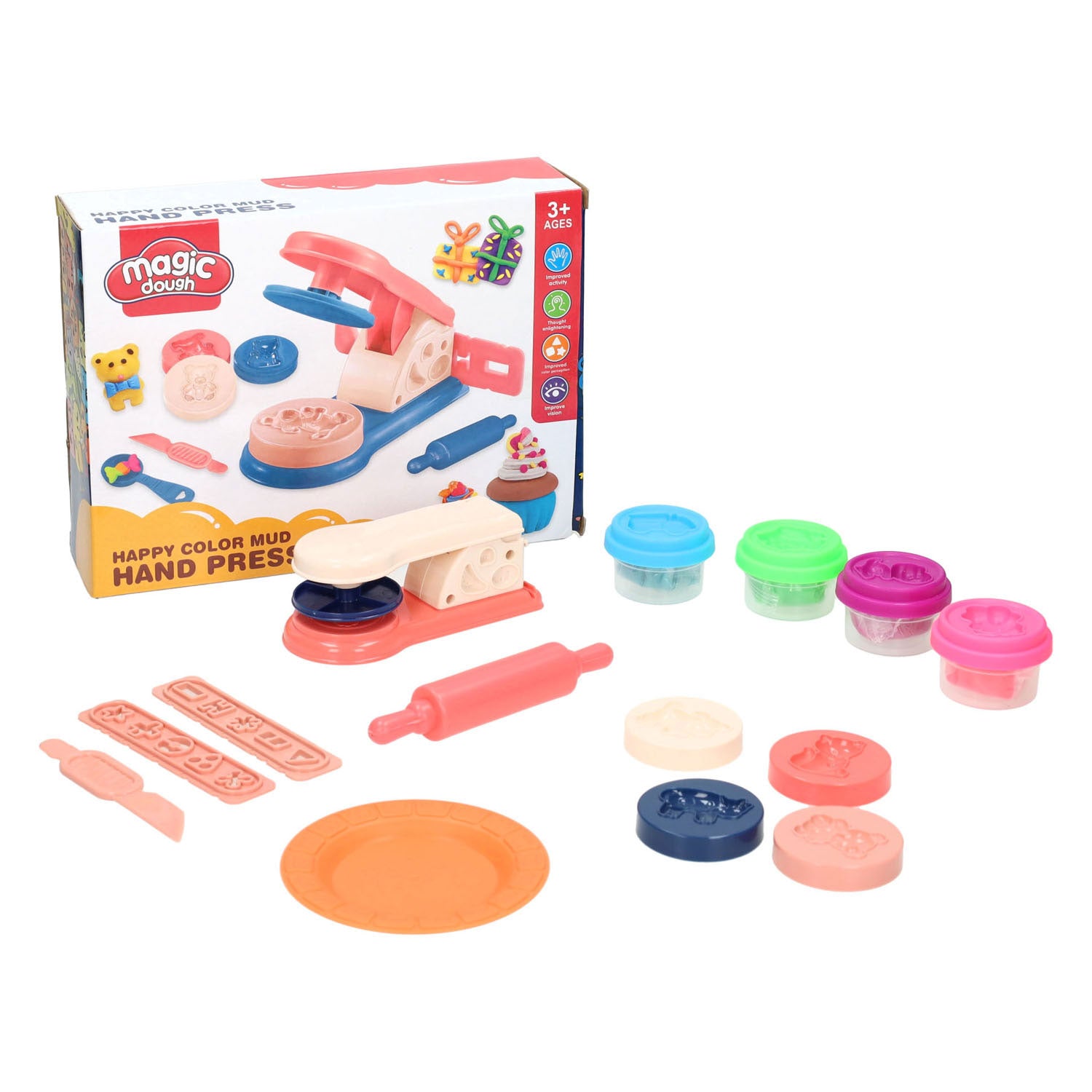 Kleiset met klei pers - 4 kleuren klei