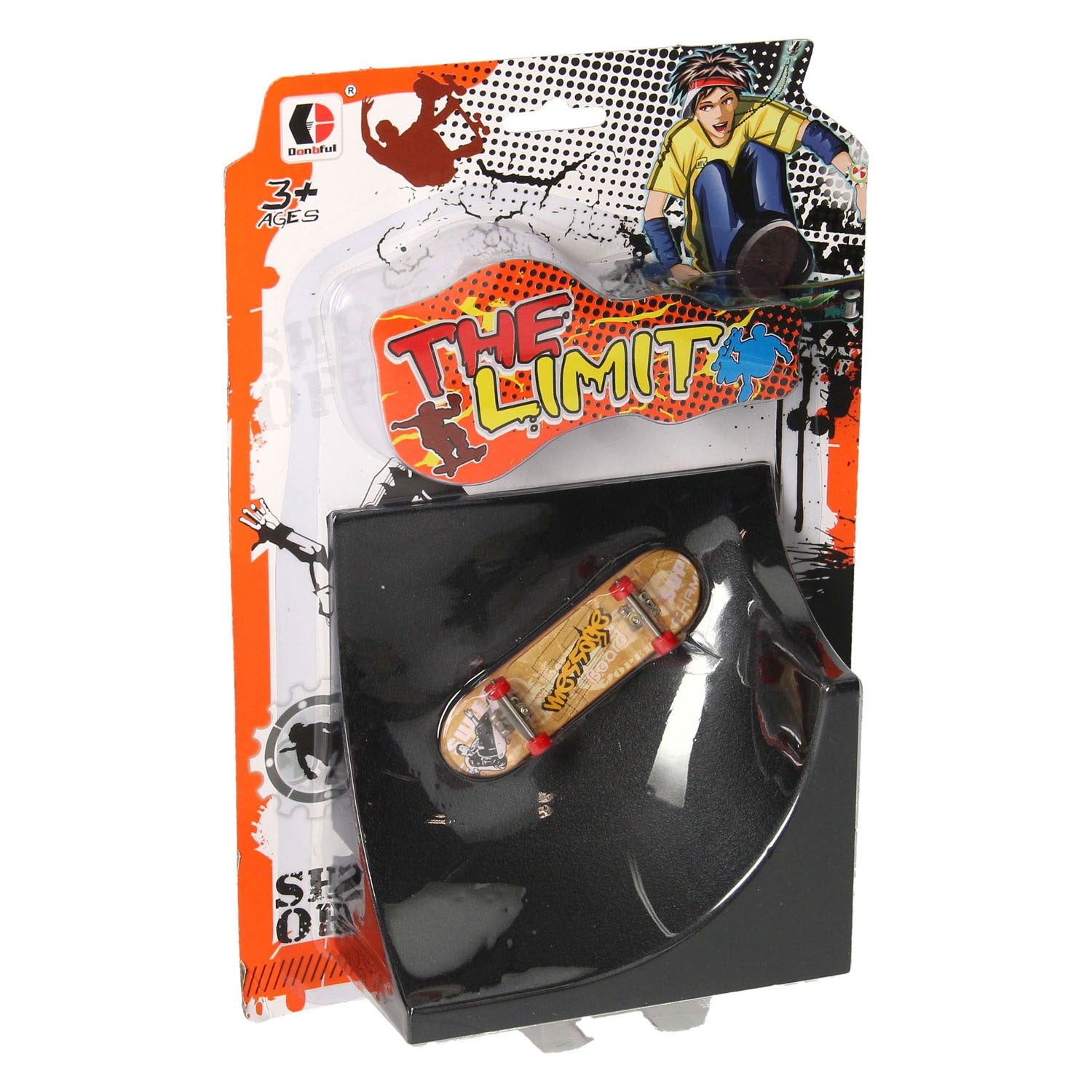 Vingerskateboard met stuntschans