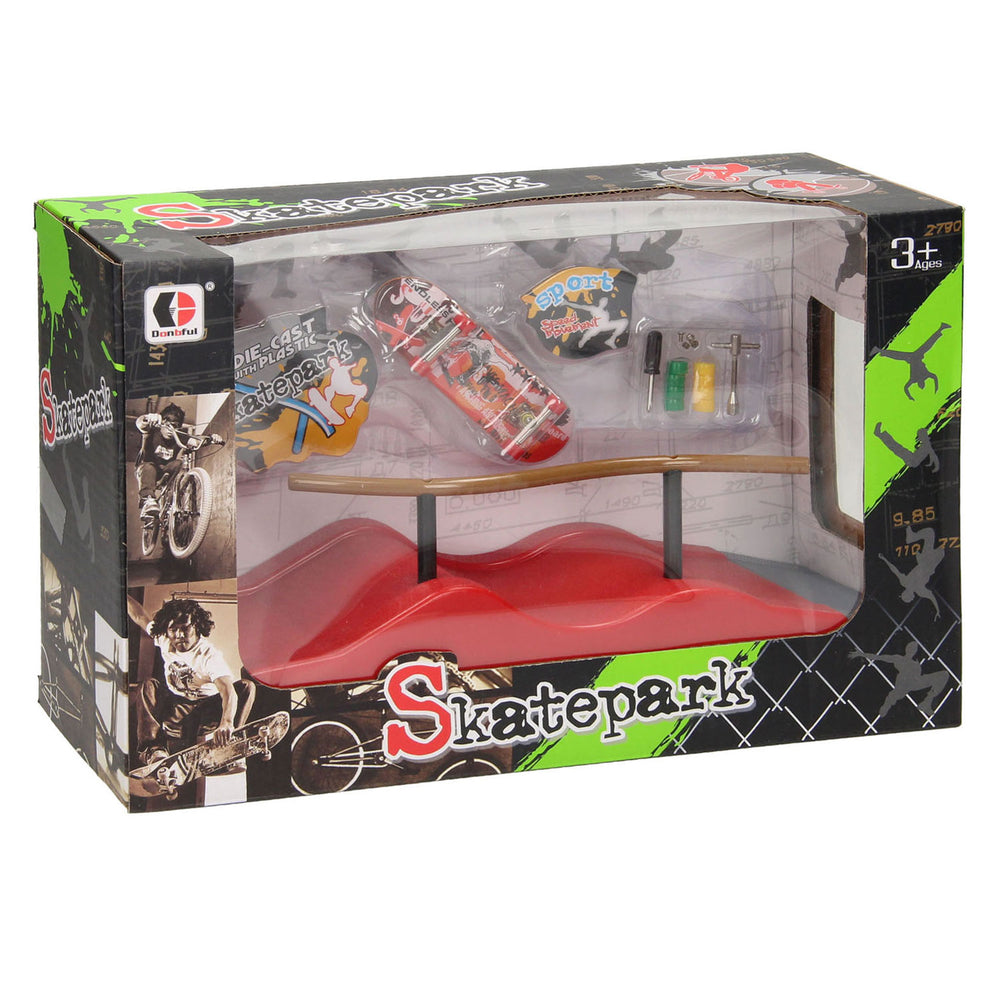 Vingerskateboard met stuntparcours