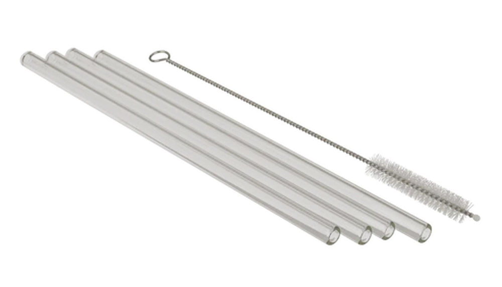 Ootb glazen drinkrietjes 4 stuks 20cm met borstel