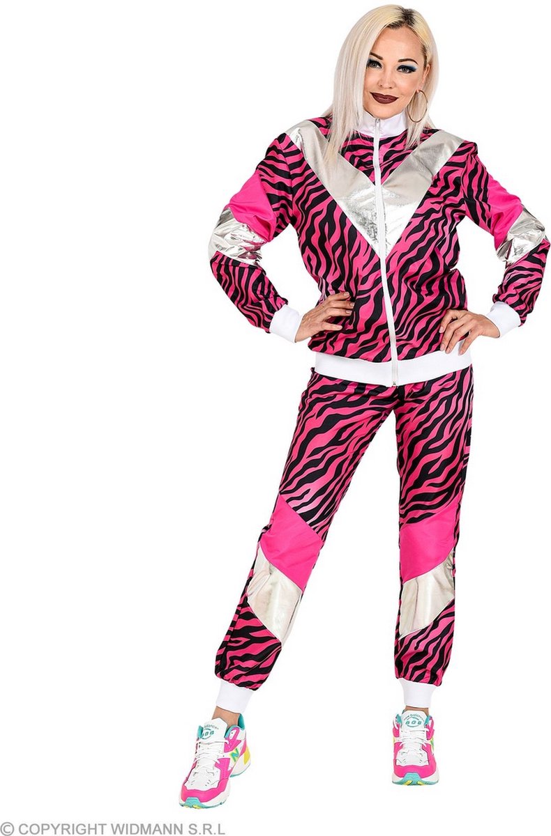 Finidi trainingspak tijger neon roze jaren 80