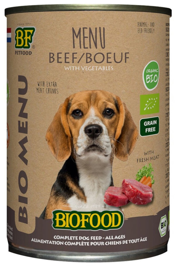Bf petfood biofood organic - organic dog food wet food - beef - 12 x 400 gr nl-bio-01