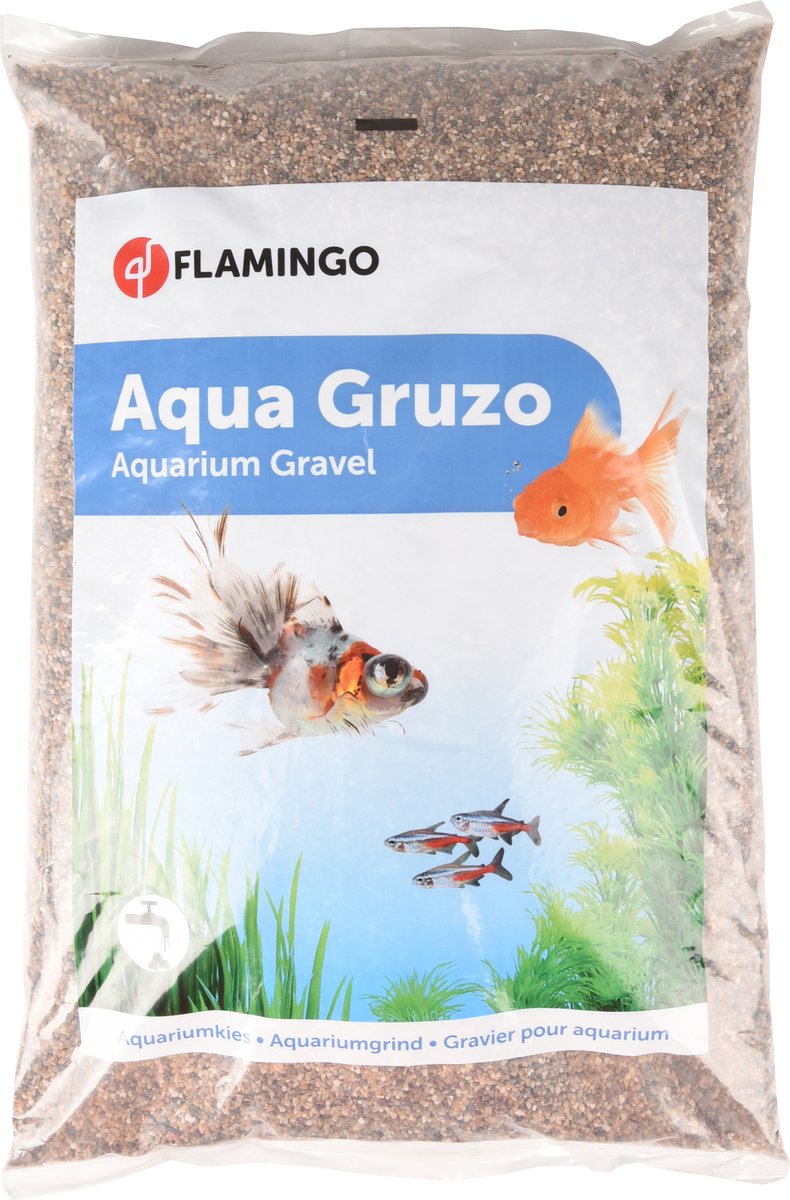 Flamingo aquarium – grind gruzo fijn – aquarium grind – aquariumzand fijn – bruin – 43x27,5x6 cm – 10 kg – gebruiksklaar