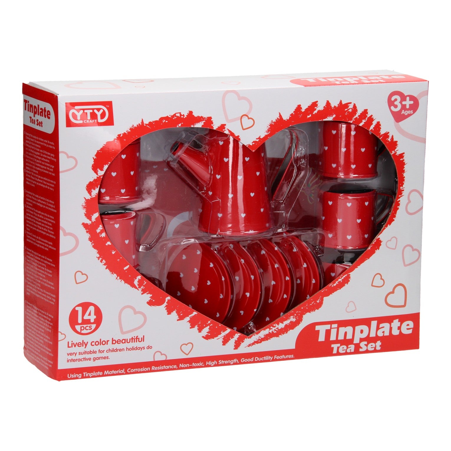 Tinnen theeservies rood