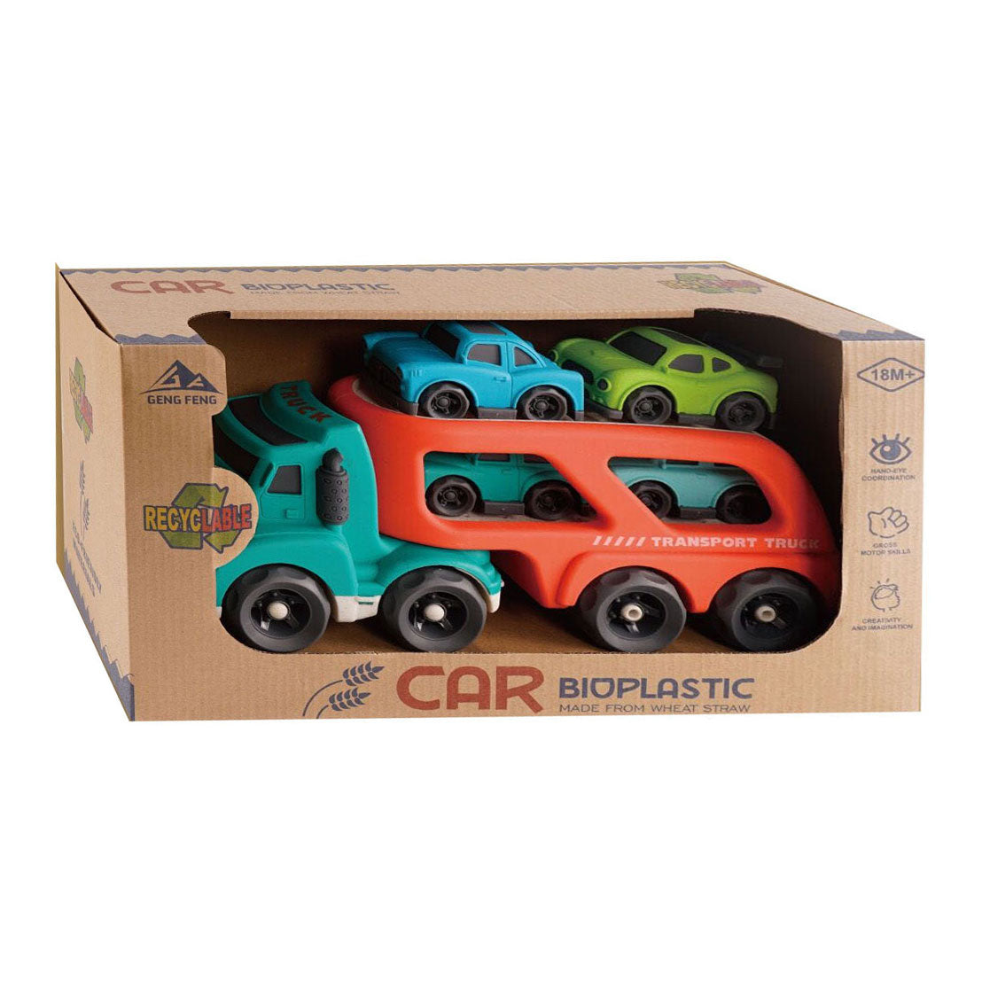 Lobbes bio-plastic transporter vrachtwagen met 4 auto's